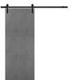 thumbnail image 1 of Sturdy Barn Door 18 x 80 inches Frosted Glass | Quadro 4088 Grey Ash | Top Mount Stainless Steel 6.6FT Rail Hangers Heavy Set | Solid Panel Interior Doors, 1 of 6