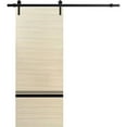 thumbnail image 1 of Sturdy Barn Door 18 x 80 inches | Planum 0012 Natural Veneer with Frosted Glass | 6.6FT Rail Hangers Heavy Hardware Set | Solid Panel Interior Doors, 1 of 6