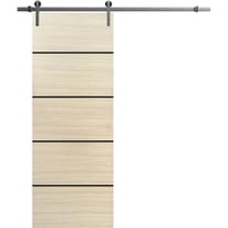 Sturdy Barn Door 18 x 80 inches | Planum 0015 Natural Veneer with Frosted Glass | Stainless Steel 6.6FT Rail Hangers Heavy Set | Solid Panel Interior Doors