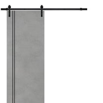 Sturdy Barn Door 18 x 80 inches | Planum 0016 Concrete with Frosted Glass | 6.6FT Rail Hangers Heavy Hardware Set | Solid Panel Interior Doors
