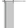 thumbnail image 1 of Sturdy Barn Door 18 x 84 inches | Planum 0016 Grey Matte with Frosted Glass | Stainless Steel 6.6FT Rail Hangers Heavy Set | Solid Panel Interior Doors, 1 of 6