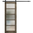thumbnail image 1 of Sturdy Barn Door 18 x 84 inches | Quadro 4002 Cognac Oak with Frosted Glass | 6.6FT Rail Hangers Heavy Hardware Set | Solid Panel Interior Doors, 1 of 5