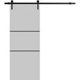 thumbnail image 1 of Sturdy Barn Door 18 x 96 inches | Planum 0014 Grey Ash with Frosted Glass | 6.6FT Rail Hangers Heavy Hardware Set | Solid Panel Interior Doors, 1 of 6