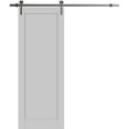 thumbnail image 1 of Sturdy Barn Door 24 x 80 inches | Quadro 4111 Matte Grey | Stainless Steel 6.6FT Rail Hangers Heavy Set | Solid Panel Interior Doors, 1 of 6