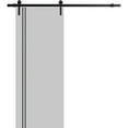 thumbnail image 1 of Sturdy Barn Door 24 x 84 inches | Planum 0016 Grey Matte with Frosted Glass | 6.6FT Rail Hangers Heavy Hardware Set | Solid Panel Interior Doors, 1 of 6