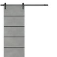thumbnail image 1 of Sturdy Barn Door 24 x 96 inches | Planum 0015 Concrete with Frosted Glass | 6.6FT Rail Hangers Heavy Hardware Set | Solid Panel Interior Doors, 1 of 6