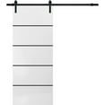 thumbnail image 1 of Sturdy Barn Door 24 x 96 inches | Planum 0015 White Silk with Frosted Glass | 6.6FT Rail Hangers Heavy Hardware Set | Solid Panel Interior Doors, 1 of 6