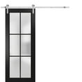 thumbnail image 1 of Sturdy Barn Door 24 x 96 inches | Planum 2122 Matte Black Frosted Glass | Stainless Steel 6.6FT Rail Hangers Heavy Set | Solid Panel Interior Doors, 1 of 6