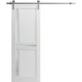 thumbnail image 1 of Sturdy Barn Door 24 x 96 inches | Veregio 7288 White Silk with Frosted Glass | Stainless Steel 6.6FT Rail Hangers Heavy Set | Solid Panel Interior Doors, 1 of 5