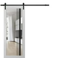 thumbnail image 1 of Sturdy Barn Door 28 x 80 inches | Lucia 2566 White Silk Clear Glass | 6.6FT Rail Hangers Heavy Hardware Set | Solid Panel Interior Doors, 1 of 6