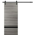 thumbnail image 1 of Sturdy Barn Door 28 x 80 inches | Planum 0012 Grey Matte with Frosted Glass | 6.6FT Rail Hangers Heavy Hardware Set | Solid Panel Interior Doors, 1 of 6