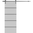 thumbnail image 1 of Sturdy Barn Door 28 x 80 inches | Planum 0015 Grey Matte with Frosted Glass | Stainless Steel 6.6FT Rail Hangers Heavy Set | Solid Panel Interior Doors, 1 of 6