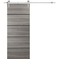 thumbnail image 1 of Sturdy Barn Door 28 x 84 inches | Planum 0015 Ginger Ash with Frosted Glass | Stainless Steel 6.6FT Rail Hangers Heavy Set | Solid Panel Interior Doors, 1 of 6