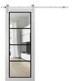 thumbnail image 1 of Sturdy Barn Door 28 x 96 inches | Lucia 2466 White Silk Clear Glass | Stainless Steel 6.6FT Rail Hangers Heavy Set | Solid Panel Interior Doors, 1 of 6