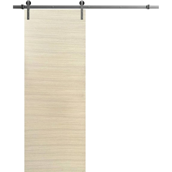 Sturdy Barn Door 28 x 96 inches | Planum 0010 Natural Veneer | Stainless Steel 6.6FT Rail Hangers Heavy Set | Solid Panel Interior Doors