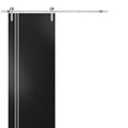 thumbnail image 1 of Sturdy Barn Door 28 x 96 inches | Planum 0310 Matte Black with Frosted Glass | Stainless Steel 6.6FT Rail Hangers Heavy Set | Solid Panel Interior Doors, 1 of 6