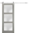thumbnail image 1 of Sturdy Barn Door 30 x 80 inches Frosted Glass | Lucia 2552 Grey Ash | Top Mount Stainless Steel 6.6FT Rail Hangers Heavy Set | Solid Panel Interior Doors, 1 of 6