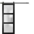 thumbnail image 1 of Sturdy Barn Door 30 x 80 inches Frosted Glass | Lucia 2552 Matte Black | Top Mount 6.6FT Rail Hangers Heavy Hardware Set | Solid Panel Interior Doors, 1 of 6