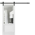 thumbnail image 1 of Sturdy Barn Door 30 x 80 inches | Lucia 1533 White Silk with Clear Glass | 6.6FT Rail Hangers Heavy Hardware Set | Solid Panel Interior Doors, 1 of 6