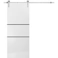 thumbnail image 1 of Sturdy Barn Door 30 x 80 inches | Planum 0014 White Silk with Frosted Glass | Stainless Steel 6.6FT Rail Hangers Heavy Set | Solid Panel Interior Doors, 1 of 6