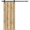 thumbnail image 1 of Sturdy Barn Door 30 x 80 inches | Planum 0017 Oak with Frosted Glass | 6.6FT Rail Hangers Heavy Hardware Set | Solid Panel Interior Doors, 1 of 5