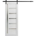 thumbnail image 1 of Sturdy Barn Door 30 x 80 inches | Quadro 4088 Nordic White with Frosted Glass | 6.6FT Rail Hangers Heavy Hardware Set | Solid Panel Interior Doors, 1 of 5
