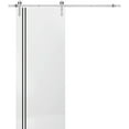 thumbnail image 1 of Sturdy Barn Door 30 x 84 inches | Planum 0016 White Silk with Frosted Glass | Stainless Steel 6.6FT Rail Hangers Heavy Set | Solid Panel Interior Doors, 1 of 6
