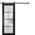 thumbnail image 1 of Sturdy Barn Door 30 x 84 inches | Planum 2132 Matte Black Frosted Glass | 6.6FT Rail Hangers Heavy Hardware Set | Solid Panel Interior Doors, 1 of 6