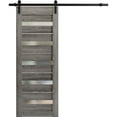 thumbnail image 1 of Sturdy Barn Door 30 x 84 inches | Quadro 4445 Nebraska Grey with Frosted Glass | 6.6FT Rail Hangers Heavy Hardware Set | Solid Panel Interior Doors, 1 of 6