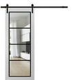 thumbnail image 1 of Sturdy Barn Door 30 x 96 inches | Lucia 2466 White Silk Clear Glass | 6.6FT Rail Hangers Heavy Hardware Set | Solid Panel Interior Doors, 1 of 5