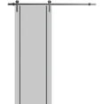 thumbnail image 1 of Sturdy Barn Door 30 x 96 inches | Planum 0016 Grey Matte with Frosted Glass | Stainless Steel 6.6FT Rail Hangers Heavy Set | Solid Panel Interior Doors, 1 of 6