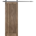 thumbnail image 1 of Sturdy Barn Door 30 x 96 inches | Quadro 4111 Walnut | Stainless Steel 6.6FT Rail Hangers Heavy Set | Solid Panel Interior Doors, 1 of 6
