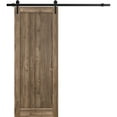 thumbnail image 1 of Sturdy Barn Door 32 x 80 inches | Quadro 4111 Walnut | 6.6FT Rail Hangers Heavy Hardware Set | Solid Panel Interior Doors, 1 of 6
