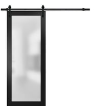 Sturdy Barn Door 32 x 84 inches Frosted Tempered Glass