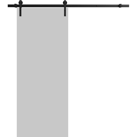 Sturdy Barn Door 32 x 84 inches | Planum 0010 Matte Grey | 6.6FT Rail Hangers Heavy Hardware Set | Solid Panel Interior Doors