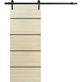 thumbnail image 1 of Sturdy Barn Door 32 x 84 inches | Planum 0015 Natural Veneer with Frosted Glass | 6.6FT Rail Hangers Heavy Hardware Set | Solid Panel Interior Doors, 1 of 6