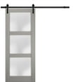 thumbnail image 1 of Sturdy Barn Door 32 x 96 inches Frosted Glass | Lucia 2552 Grey Ash | Top Mount 6.6FT Rail Hangers Heavy Hardware Set | Solid Panel Interior Doors, 1 of 6
