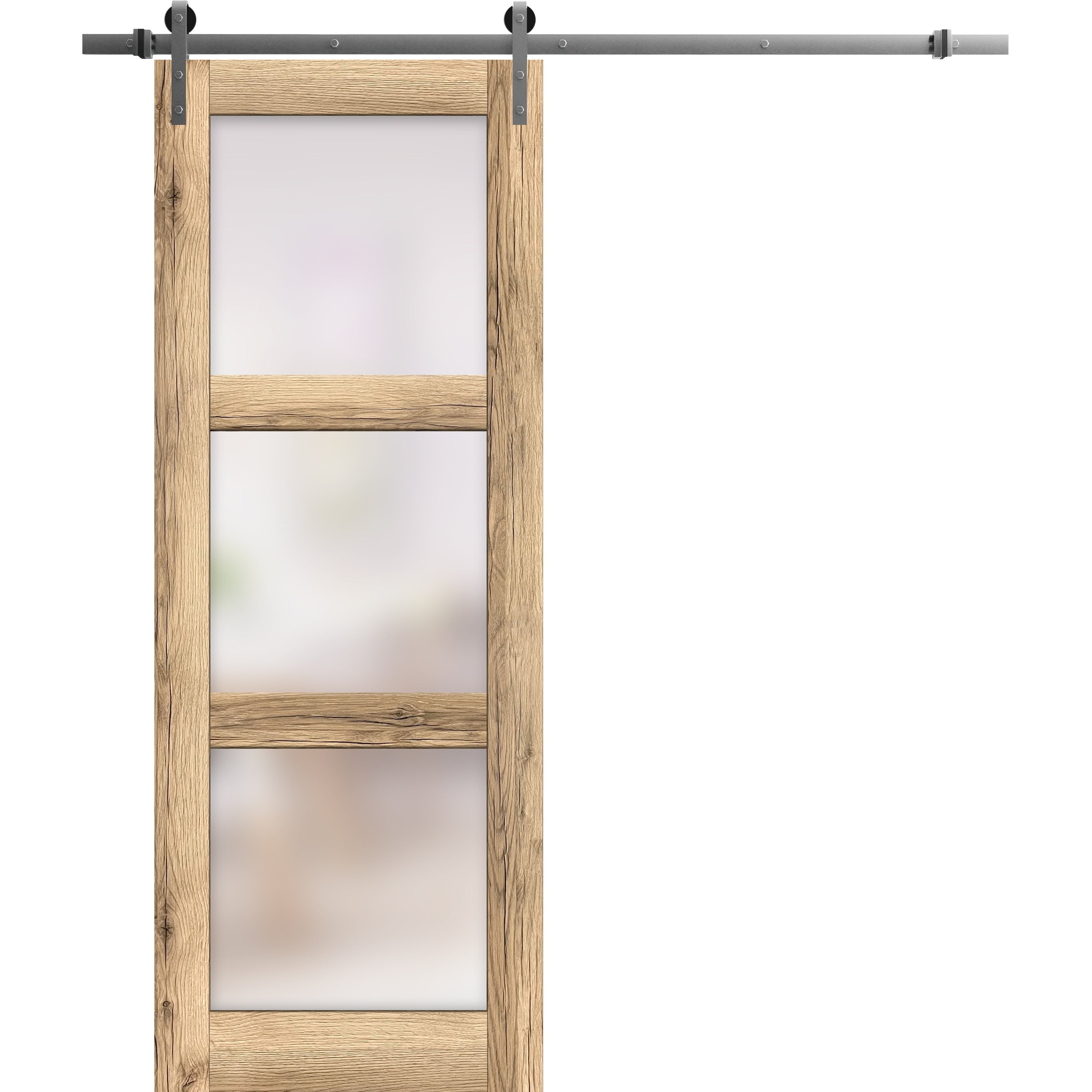 Sturdy Barn Door 32 x 96 inches | Lucia 2552 Oak | Stainless Steel 6 ...