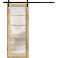 thumbnail image 1 of Sturdy Barn Door 32 x 96 inches | Quadro 4002 Oak | 6.6FT Rail Hangers Heavy Hardware Set | Solid Panel Interior Doors, 1 of 6