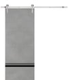 thumbnail image 1 of Sturdy Barn Door 36 x 80 inches | Planum 0012 Concrete with Frosted Glass | Stainless Steel 6.6FT Rail Hangers Heavy Set | Solid Panel Interior Doors, 1 of 6