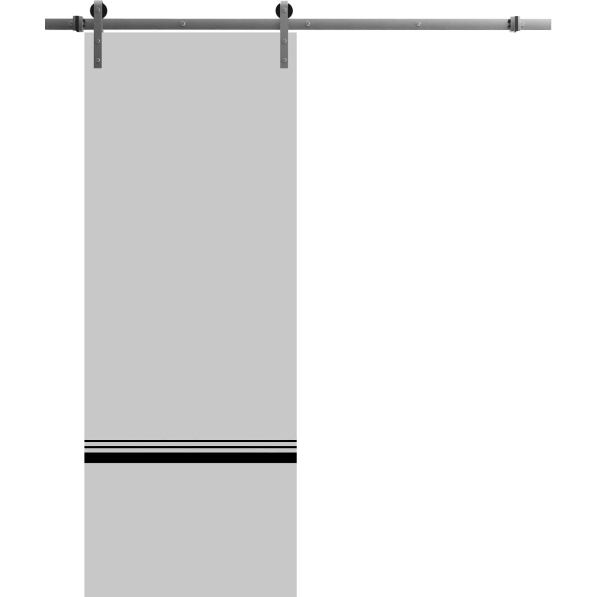 Sturdy Barn Door 36 x 80 inches Planum 0012 Grey Matte with Frosted