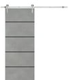 thumbnail image 1 of Sturdy Barn Door 36 x 80 inches | Planum 0015 Concrete with Frosted Glass | Stainless Steel 6.6FT Rail Hangers Heavy Set | Solid Panel Interior Doors, 1 of 6