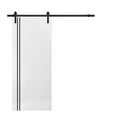 thumbnail image 1 of Sturdy Barn Door 36 x 84 inches | Planum 0016 White Silk with Frosted Glass | 6.6FT Rail Hangers Heavy Hardware Set | Solid Panel Interior Doors, 1 of 6