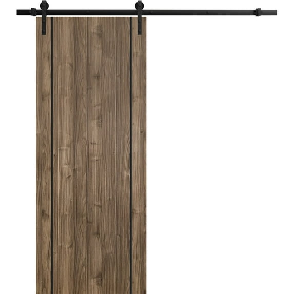 Sturdy Barn Door 36 x 84 inches | Planum 0016 White Silk with Frosted Glass | 6.6FT Rail Hangers Heavy Hardware Set | Solid Panel Interior Doors
