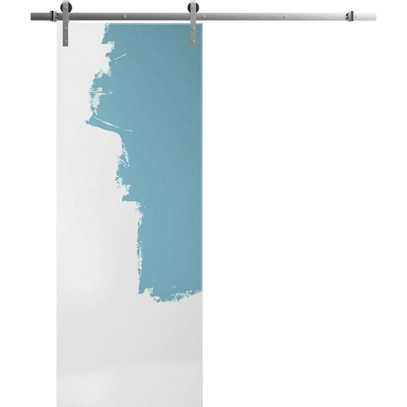 Sturdy Barn Door 36 x 96 inches | Planum 0010 Primed | Stainless Steel 6.6FT Rail Hangers Heavy Set | Solid Panel Interior Doors