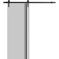 thumbnail image 1 of Sturdy Barn Door 36 x 96 inches | Planum 0011 Grey Matte with Frosted Glass | 6.6FT Rail Hangers Heavy Hardware Set | Solid Panel Interior Doors, 1 of 6