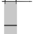 thumbnail image 1 of Sturdy Barn Door 36 x 96 inches | Planum 0012 Grey Matte with Frosted Glass | 6.6FT Rail Hangers Heavy Hardware Set | Solid Panel Interior Doors, 1 of 6