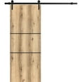 thumbnail image 1 of Sturdy Barn Door 36 x 96 inches | Planum 0014 Oak with Frosted Glass | 6.6FT Rail Hangers Heavy Hardware Set | Solid Panel Interior Doors, 1 of 6