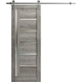 thumbnail image 1 of Sturdy Barn Door 36 x 96 inches | Quadro 4088 Nebraska Grey with Frosted Glass | Stainless Steel 6.6FT Rail Hangers Heavy Set | Solid Panel Interior Doors, 1 of 5