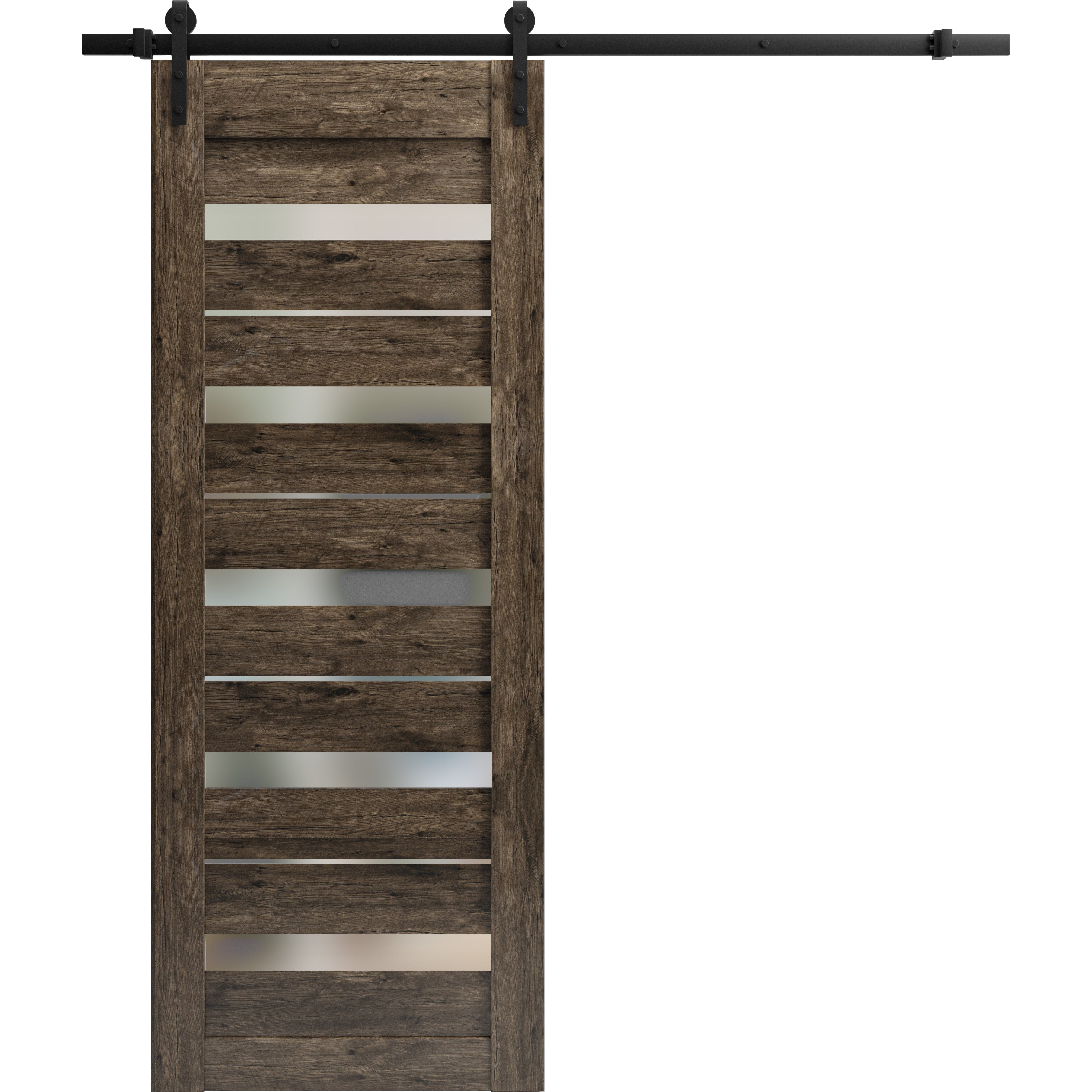 Sturdy Barn Door 36 x 96 inches | Quadro 4445 Cognac Oak with Frosted ...